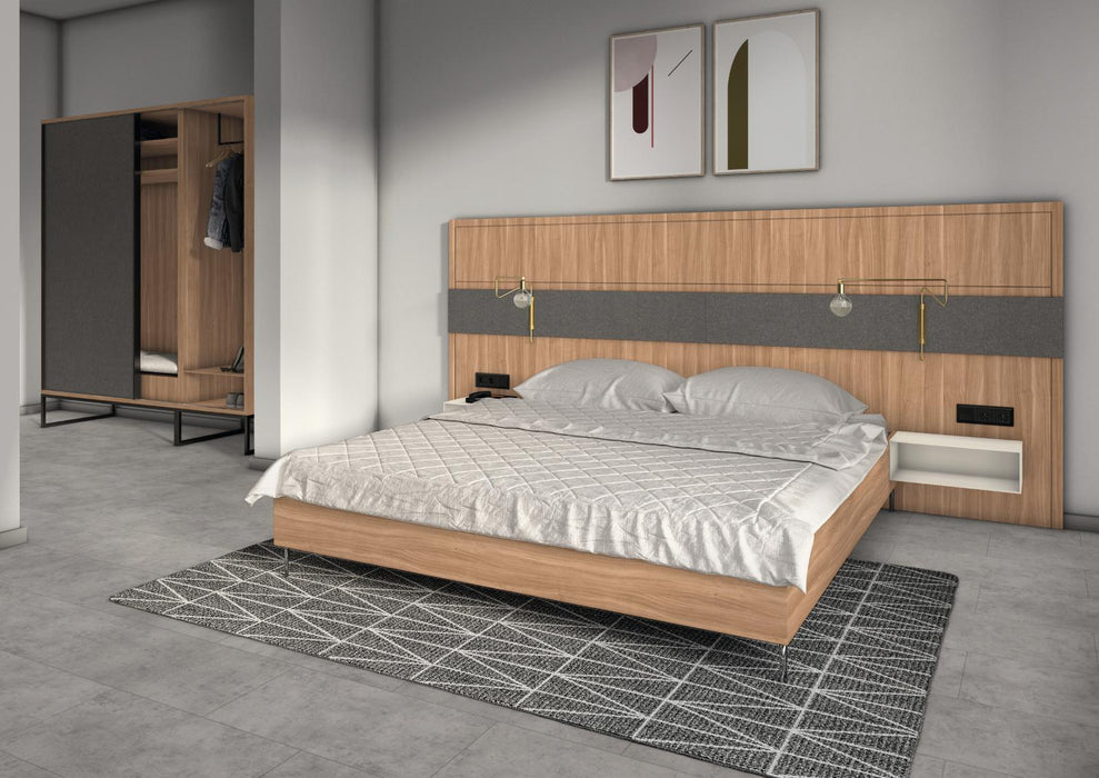 EGGER H1715 ST12 Parona Walnut application render in a finished interior