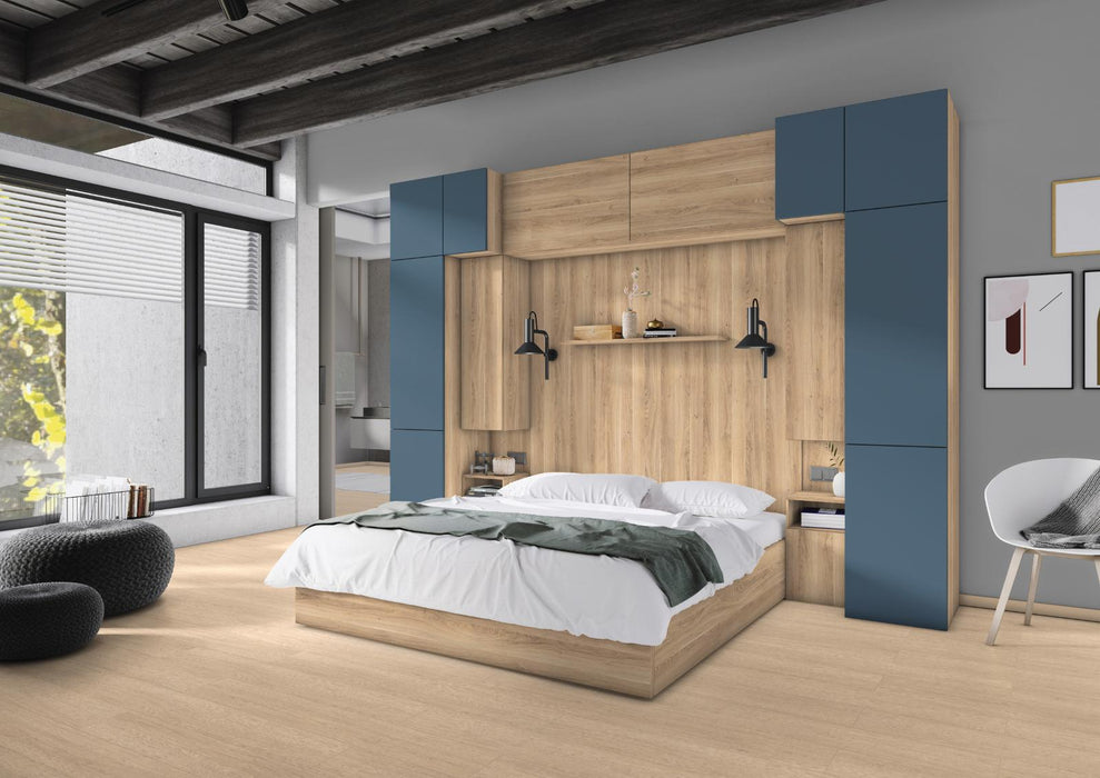 EGGER U502 ST9 Misty Blue application render in a finished interior