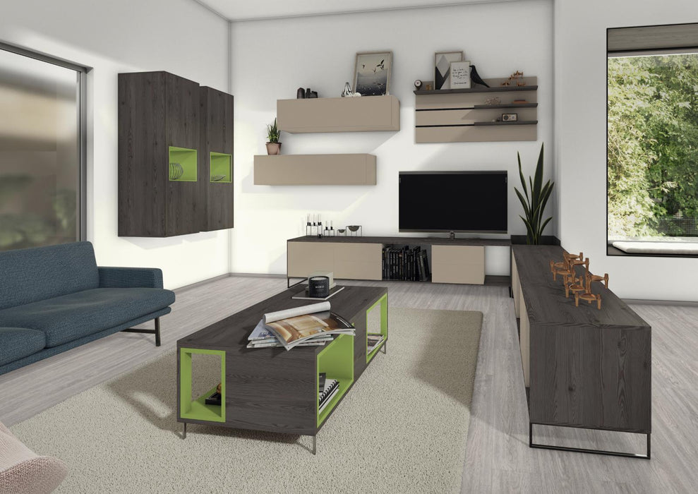 EGGER U727 ST9 Stone Grey application render in a finished interior